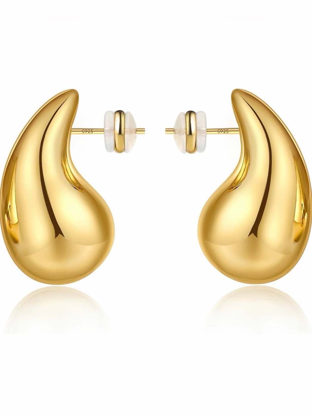 ⭐️Final price  #179 Sterling Silver Gold Plated Teardrop Sculpted Stud Earrings
